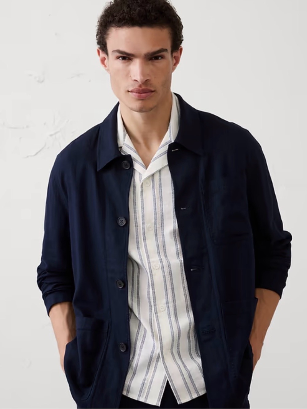 Banana Republic Factory Linen Blend Chore Jacket Navy XXL